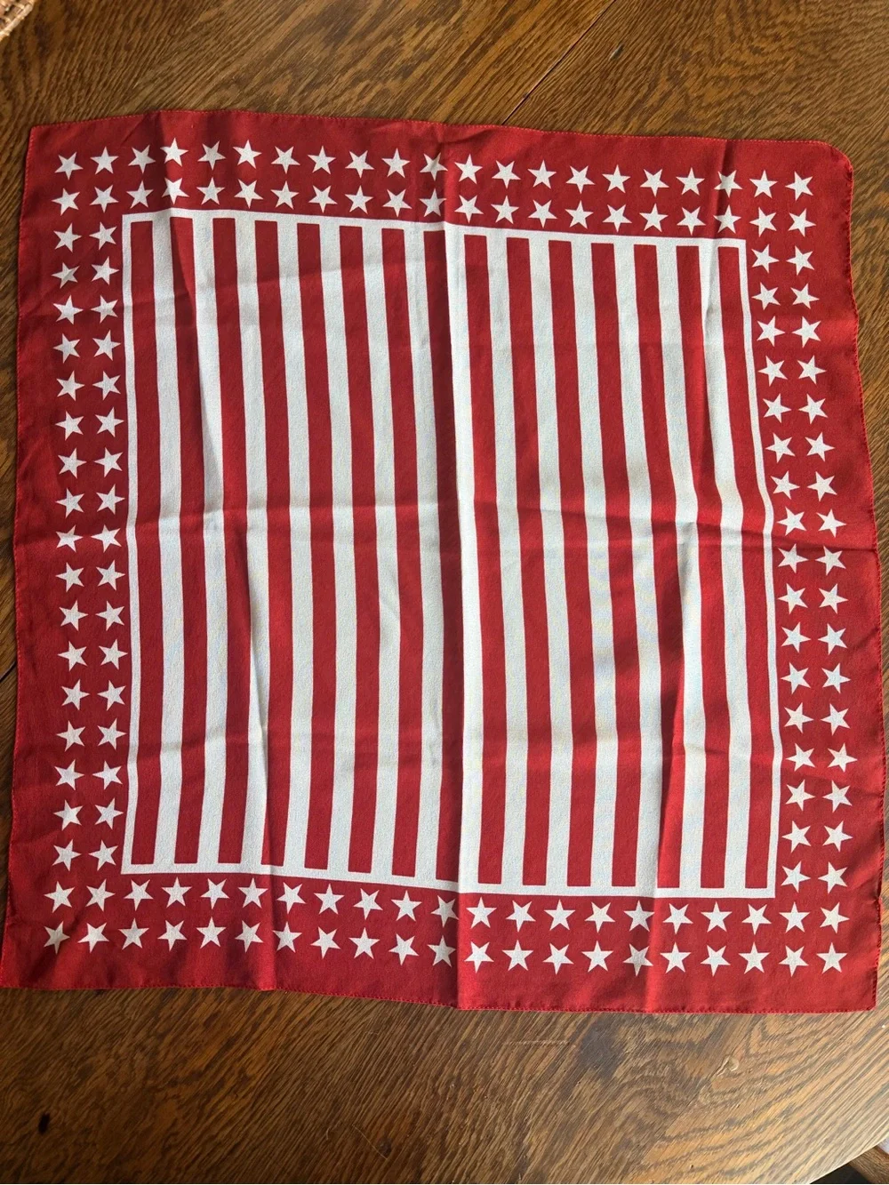 Silk American Vintage Red White and Blue Star & Stripe Scarf